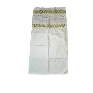 Vintage White Pillowcase With Yellow Floral Embroidery Cotton 31" X 21" READ